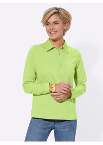 Langarm-Poloshirt Casual Looks "Poloshirt", Damen, Gr. 44, gr&uuml;n (pistazie), 100% Baumwolle, Webstoff:100% Baumwolle, unifarben, ohne Ausschnitt, Shirts Langarm-Poloshirt
