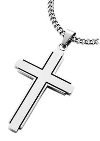 Kette mit Anh&auml;nger Firetti "Schmuck Geschenk Kreuz, teilweise geschw&auml;rzt", schwarz (edelstahlfarben, schwarz), Halsketten, Damen, Edelstahl, L: 50 B: 3,7mm, Kette mit Anh&auml;nger, B:3,7mm