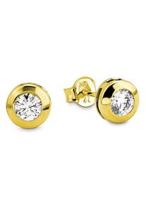 Paar Ohrstecker Amor "9979301", gold (gelbgoldfarben, wei&szlig;, kristallwei&szlig;), Ohrringe, Damen, 6mm, Gelbgold 585, Paar Ohrstecker, mit Zirkonia (synth.)
