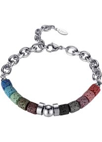 Armband Firetti "Schmuck Geschenk Edelstahl Armschmuck Ankerkettengliederung", bunt (edelstahlfarben, beige, blau, t&uuml;rkis, gr&uuml;n, oliv, braun, hellbraun, khaki, altrosa, rosa, beige, blau, t&uuml;rkis, gr&uuml;n, oliv, braun, hellbraun, khaki, altrosa, rosa), Armb&auml;nder, Damen, 23,5cm, Edelstahl, Armband, mit Lavastein