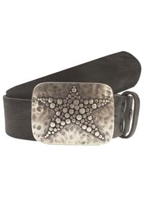 Koppelg&uuml;rtel RETTUNGSRING G&Uuml;RTEL, Damen, Gr. 120, grau, Leder, unifarben, G&uuml;rtel Koppelg&uuml;rtel, mit Stern-Schlie&szlig;e