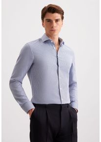 Businesshemd Seidensticker "Schwarze Rose", Damen, Gr. L (41), normale &Auml;rmell&auml;ngen, mittelblau, 100% Baumwolle, Hahnentrittmuster, skinny fit, 2-Knopf-Manschette, Hemden Businesshemd, X-Slim 1/1 Kentkragen Pepita