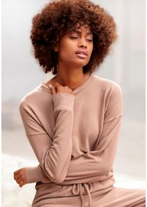 Strickpullover Lascana, Damen, Gr. 40/42, grau (taupe), Strick, Obermaterial: 68% Polyester, 30% Viskose, 2% Elasthan, unifarben, bequem, Rundhals, Pullover Strickpullover