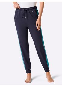 Dehnbund-Hose feel good, Damen, Gr. 44/46, Normalgr&ouml;&szlig;en, marine, t&uuml;rkis, 95% Baumwolle, 5% Elasthan, unifarben, Hosen Dehnbund-Hose