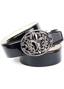Lederg&uuml;rtel Anthoni Crown, Damen, Gr. 85, schwarz, Leder, unifarben, G&uuml;rtel Lederg&uuml;rtel, mit filigraner Lilien-Schlie&szlig;e