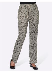 Jerseyhose Classic Basics, Damen, Gr. 46, Normalgr&ouml;&szlig;en, beige (sand, millefleurs), 100% Polyester, gemustert, lang, Hosen Jerseyhose
