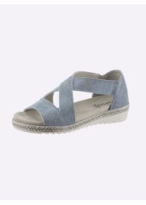 Sandalette Casual Looks, Damen, Gr. 38, blau (taubenblau), Veloursleder, Schuhe Sandalette
