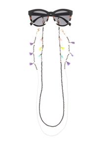 Brillenkette Lascana "Brillenband mit kleinen Tasseln im 2er Set", Damen, schwarz (schwarz wei&szlig;), Trageb&auml;nder Brillenkette, Perfekt zu Brille oder Sonnenbrille oder als Maskenkette