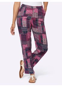 Schlupfhose Inspirationen, Damen, Gr. 46, Normalgr&ouml;&szlig;en, bunt (erika, jeansblau, bedruckt), 100% Viskose, bedruckt, gemustert, mehrfarbig, lang, Hosen Schlupfhose