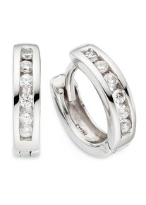 Paar Creolen Bruno Banani "Schmuck Geschenk Silbercreolen", silberfarben, kristallwei&szlig;, kristallwei&szlig;, Ohrringe, Damen, 10,3mm, Silber 925 (Sterlingsilber), Paar Creolen, mit Zirkonia (synth.)