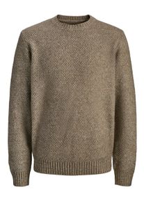 Jack & Jones Strickpullover JACK & JONES "JPRBLAWILSON KNIT CREW NECK", Herren, Gr. L, brindle detail:melange, Strick, Obermaterial: 64% Polyester, 30% Polyacryl, 6% Wolle, meliert, regular fit, Rundhals, Rippb&uuml;ndchen, Pullover Strickpullover
