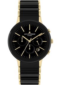 Keramikuhr Jacques Lemans "Dublin", schwarz, Armbanduhren, Herren, Keramikuhr, Quarzuhr, Armbanduhr, Herrenuhr, Keramik, analog, Tag, Stoppfunktion