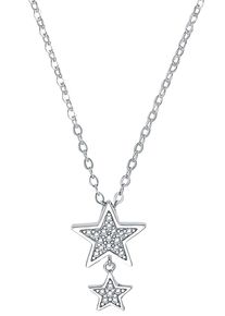 Kette mit Anh&auml;nger Amor "Stars", bunt (silberfarben, wei&szlig;), Halsketten, Damen, mit Zirkonia, Silber 925 (Sterlingsilber), L: 45, Kette mit Anh&auml;nger, mit Zirkonia (synth.)