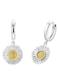 Paar Creolen Amor "Blume", gold (silberfarben, gelbgoldfarben), Ohrringe, Damen, Silber 925 (Sterlingsilber), Paar Creolen