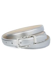 Lederg&uuml;rtel Anthoni Crown, Damen, Gr. 100, silber (silberfarben), Leder, unifarben, G&uuml;rtel Lederg&uuml;rtel, in Hirschpr&auml;gung mit silberfarbener Schlie&szlig;e