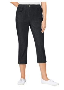 Caprijeans Classic Basics, Damen, Gr. 38, Normalgr&ouml;&szlig;en, schwarz (schwarz, denim), 78% Baumwolle, 20% Polyester, 2% Elasthan, unifarben, 3/4-L&auml;nge, Jeans Caprijeans