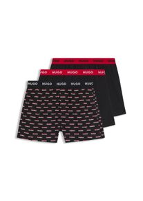 Webboxer HUGO UNDERWEAR "WOVEN BOXER TR", Herren, Gr. L, 3 Stk., schwarz, navy, blau, Single Jersey, Obermaterial: 100% Baumwolle, k&ouml;rpernah, Unterhosen Webboxer, Webboxer mit HUGO Schriftzug