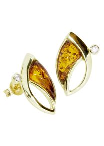 Paar Ohrstecker OSTSEE-SCHMUCK "- Antonia - Gold 333/000 - Bernstein/Zirk." Gr. 19, gold (gold 333, goldfarben, gelb), Ohrringe, Damen, Gelbgold 333, Paar Ohrstecker