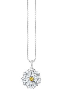 Kette mit Anh&auml;nger Thomas Sabo "Lovely Daisy Kette mit Anh&auml;nger" Gr. 45, bunt (silberfarben, wei&szlig;, gelb), Halsketten, Damen, 45, Silber 925 (recycelt), Kette mit Anh&auml;nger, mit Zirkonia (synth.)