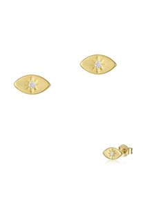 Paar Ohrstecker Firetti "Schmuck Geschenk Silber 925 Ohrschmuck Ohrringe Auge", gelbgoldfarben, kristallwei&szlig;, kristallwei&szlig;, Ohrringe, Damen, Silber 925 (Sterlingsilber), Paar Ohrstecker, Made in Germany - mit Zirkonia (synth.)