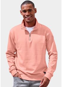 Sweatshirt John Devin, Herren, Gr. XL (56/58), rot (apricot), angeraute Sweatware, Obermaterial: 60% Baumwolle, 40% Polyester, unifarben, regular fit normal, Rundhals, angesetztes B&uuml;ndchen, Sweatshirts Sweatshirt, Langarm, Pullover mit Rei&szlig;verschluss am Stehkragen