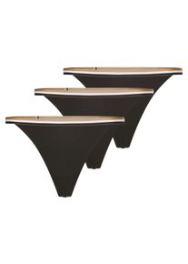 Stringtanga BOSS "B LACE", Damen, Gr. XL, 3 Stk., schwarz (schwarz 001), Jersey, Obermaterial: 86% Polyamid, 14% Elasthan, k&ouml;rpernah, Unterhosen Stringtanga