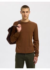 Strickpullover Selected "SLHTRAY LS KNIT MERINO CREW NECK NOOS", Herren, Gr. XXL, soft silt, Strick, Obermaterial: 100% Wolle, unifarben, regular fit normal, Rundhals, Rippb&uuml;ndchen, Pullover Strickpullover, Wolle, regular fit
