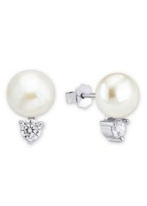 Paar Ohrstecker Amor "2016914", bunt (silberfarben, wei&szlig;, kristallwei&szlig;), Ohrringe, Damen, Perlen Silber 925 (Sterlingsilber), Perlen, Silber 925 (Sterlingsilber), Paar Ohrstecker, mit Zirkonia (synth.) - mit S&uuml;&szlig;wasserzuchtperle