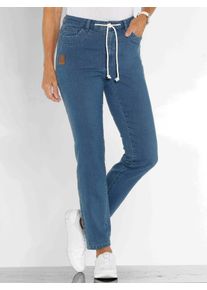 Bequeme Jeans Classic Basics, Damen, Gr. 46, Normalgr&ouml;&szlig;en, blau (blau, bleached), 81% Baumwolle, 17% Polyester, 2% Elasthan, unifarben, lang, Jeans Bequeme Jeans
