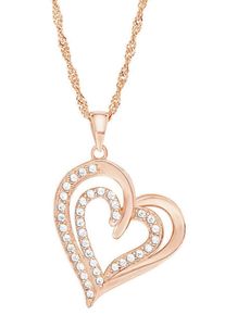 Kette mit Anh&auml;nger Amor "Herz", rosa (ros&eacute;goldfarben, wei&szlig;), Halsketten, Damen, Silber 925 (Sterlingsilber), L: 45, Kette mit Anh&auml;nger, mit Zirkonia (synth.)