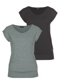 H.I.S. Funktionsshirt H.I.S, Damen, Gr. 32/34, gr&uuml;n (schwarz, petrol, geringelt), Obermaterial: 87% Polyester, 13% Elasthan, figurumspielend h&uuml;ftlang, Shirts Funktionsshirt, &auml;rmellos, figurfreundlicher Schnitt, ideal f&uuml;r Sport und Wandern, Topseller