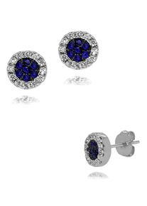 Paar Ohrstecker Firetti "Schmuck Geschenk Silber 925 Ohrschmuck Glitzer", bunt (silberfarben, wei&szlig;, blau, wei&szlig;, blau), Ohrringe, Damen, 6,5mm, Silber 925 (Sterlingsilber), Paar Ohrstecker, Made in Germany - mit Zirkonia (synth.)