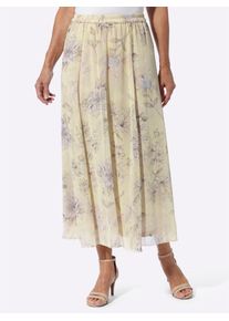 Schlupfrock Classic Basics, Damen, Gr. 26, beige (sand, hortensie, bedruckt), 100% Polyester, gebl&uuml;mt, gemustert, mehrfarbig, wadenlang, R&ouml;cke Schlupfrock