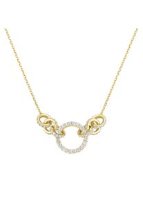 Collier "Collier mit Zirkonia, Silber 925", gold, Giorgio Martello MILANO, Halsketten, Damen, Silber 925 (Sterlingsilber), Collier