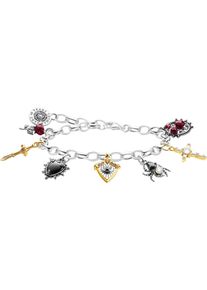 Armband Thomas Sabo "True Romance, Kreuz, Ros&eacute;, Spinnen-Optik" Gr. 19, silber (silberfarben, gelbgoldfarben, rot, wei&szlig;, schwarz, rot, wei&szlig;, schwarz, rot), Armb&auml;nder, Damen, 19, Perlen Silber 925 (recycelt), Perlen, Silber 925 (recycelt), Armband, mit Zirkonia (synth.), Saphir (synth.) - mit S&uuml;&szlig;wasserzuchtperle