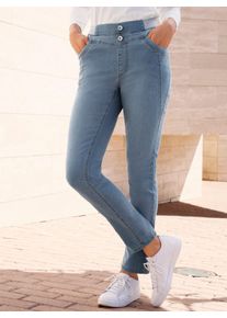 Bequeme Jeans Casual Looks, Damen, Gr. 46, Normalgr&ouml;&szlig;en, blau (blau, bleached), 81% Baumwolle, 17% Polyester, 2% Elasthan, unifarben, lang, Jeans Bequeme Jeans