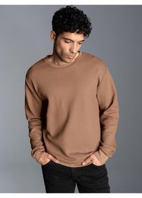 Sweatshirt TRIGEMA "TRIGEMA Sweatshirt in Waffeloptik", Herren, Gr. L, braun (haselnuss), Piqu&eacute;, 100% Baumwolle, Rundhals, Sweatshirts Sweatshirt