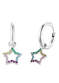 Paar Creolen Prinzessin Lillifee "Sterne", bunt (silberfarben, blau, gr&uuml;n, rosa, pink, gelb, blau, gr&uuml;n, rosa, pink, gelb), Ohrringe, Damen, Silber 925 (Sterlingsilber), Paar Creolen, mit Zirkonia (synth.) - Einh&auml;nger abnehmbar