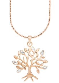 Kette mit Anh&auml;nger Amor "Lebensbaum", rosa (ros&eacute;goldfarben, wei&szlig;), Halsketten, Damen, Silber 925 (Sterlingsilber), L: 60, Kette mit Anh&auml;nger, mit Zirkonia (synth.)