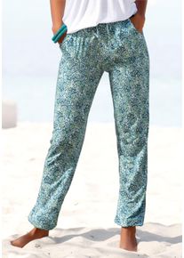 Jerseyhose Vivance, Damen, Gr. 46, N-Gr, gr&uuml;n (gr&uuml;n, bedruckt), Jersey, Obermaterial: 100% Viskose, gebl&uuml;mt, figurumspielend lang, Hosen Jerseyhose, mit Bl&uuml;mchendruck und Taschen, elastischer Bund, Strandhose, Topseller