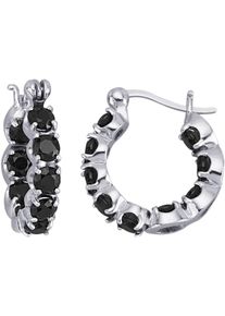 Paar Creolen Firetti "Schmuck Geschenk Silber 925 Ohrschmuck Ohrringe", silber (silberfarben, schwarz, schwarz), Ohrringe, Damen, Silber 925 (Sterlingsilber), Paar Creolen, mit Spinell