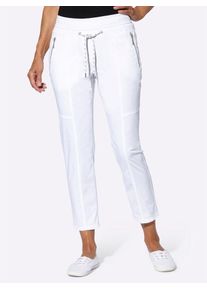 7/8-Hose Casual Looks, Damen, Gr. 46, Normalgr&ouml;&szlig;en, wei&szlig;, 98% Baumwolle, 2% Elasthan, unifarben, 7/8-L&auml;nge, Hosen 7/8-Hose