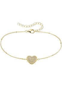 Armband "Schmuck Geschenk Silber 925 Armkette Herzchen", gold (gelbgoldfarben, kristallwei&szlig;, kristallwei&szlig;), ANISTON JEWELRY & WATCHES, Armb&auml;nder, Damen, 22cm, Silber 925 (Sterlingsilber), Armband, mit Zirkonia (synth.)