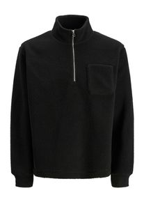Jack & Jones Sweatshirt JACK & JONES "JORGREENE TEDDY SWEAT HIGH NECK", Herren, Gr. M, schwarz, angeraute Sweatware, Obermaterial: 100% Polyester, unifarben, relaxed fit, hoch geschlossener Ausschnitt, Rippb&uuml;ndchen, Sweatshirts Sweatshirt
