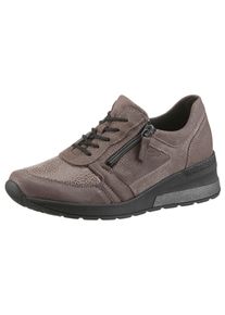 Waldl&auml;ufer Keilsneaker WALDL&Auml;UFER "H-CLARA-Soft", Damen, Gr. 7,5 (41), grau, Nubukleder, Textil, Veloursleder, Glitzer, Schuhe Keilsneaker, Freizeitschuh, Halbschuh, Schn&uuml;rschuh mit Luftkammernsohle