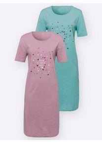 Nachthemd "Nachthemd", Damen, Gr. 52/54, Normalgr&ouml;&szlig;en, lila (mint, mauve), 100% Baumwolle, bedruckt, gemustert, unifarben, Kleider Nachthemd