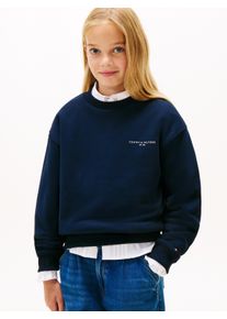 Sweatshirt Tommy Hilfiger "MINI CORP C-NECK", Jungen, Gr. 8 (128), schwarz night navy, Sweatware, Obermaterial: 80% Baumwolle, 20% Polyester, unifarben, regular fit normal, Rundhals, B&uuml;ndchen, Sweatshirts Sweatshirt, Kinder bis 16 Jahre, f&uuml;r Jungen und M&auml;dchen, regular fit