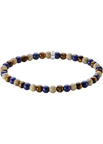 Armband Thomas Sabo "Bead Armband" Gr. 21, silber (silberfarben, braun, natur, blau, braun, natur, blau), Armb&auml;nder, Damen, 21, Silber 925 (recycelt), Armband, mit Lapislazuli-Imitat, Tigerauge, Jaspis