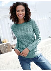 Strickpullover Casual Looks "Pullover", Damen, Gr. 36, gr&uuml;n (jadegr&uuml;n), 100% Baumwolle, unifarben, Pullover Strickpullover