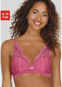 Schalen-BH Lascana "Valentina", Damen, Gr. 80, Cup B, pink, Microtouch, Obermaterial: 60% Polyamid, 35% Polyester, 5% Elasthan, BHs Schalen-BH, mit floraler Spitze im High-Apex Look, Dessous
